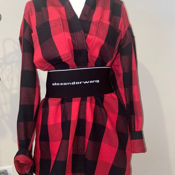 Alexander Wang flannel w/ stretchy elastic belt. - Picture 2 of 4